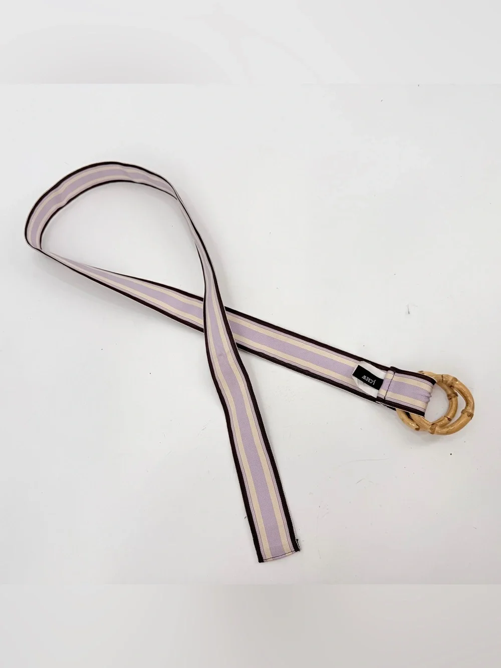 J. Crew Belt Womens S/M Grosgrain Ribbon D-Ring Bambo Purple Striped READ - Picture 9 of 9